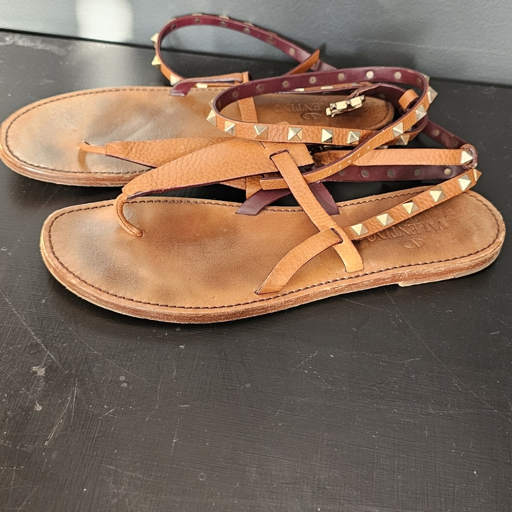 Valentino garavani Leather rockstudd strap sandals